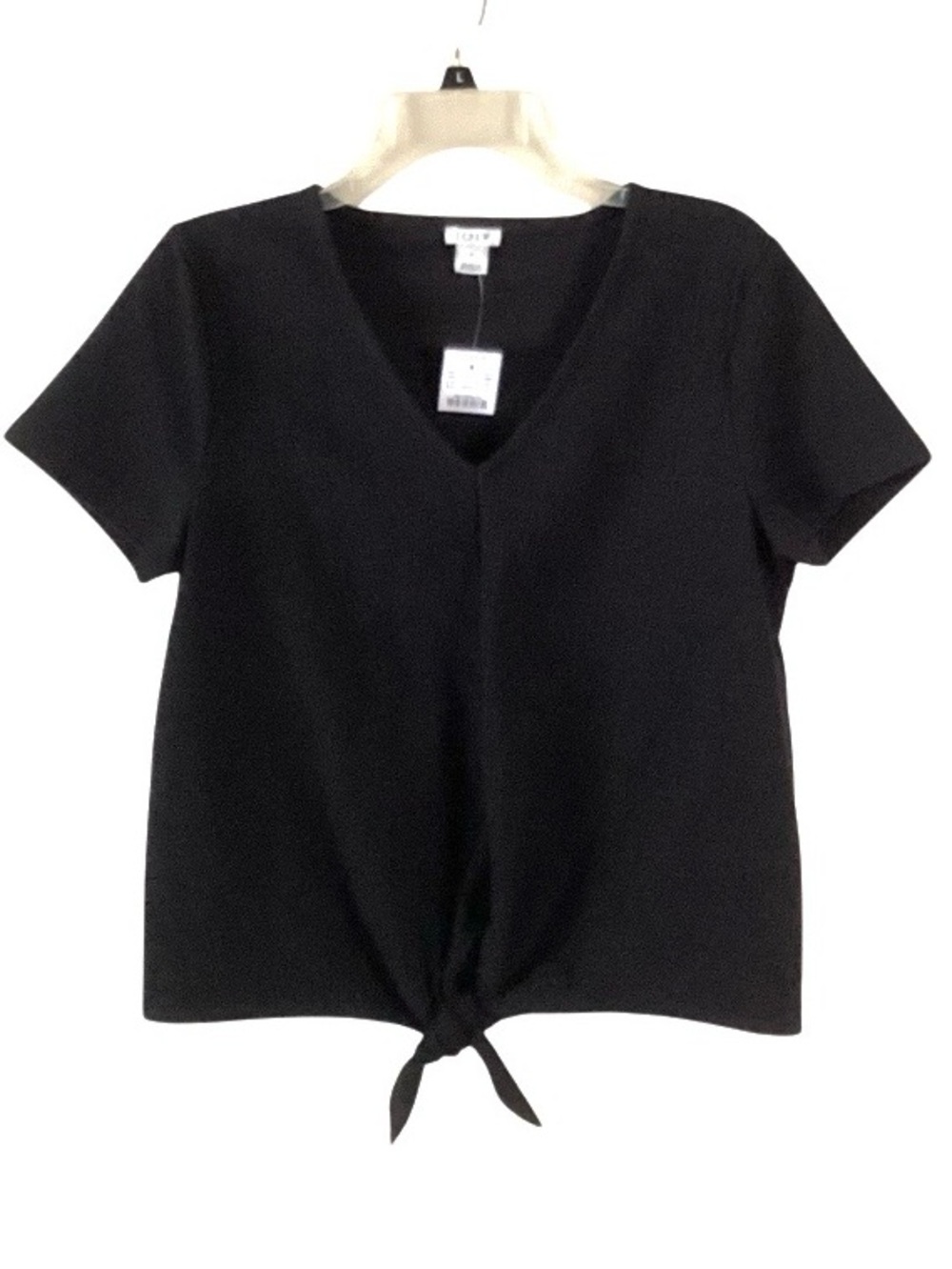 J. Crew Black Short-Sleeve V-Neck Tie-Front Top Medium NWT